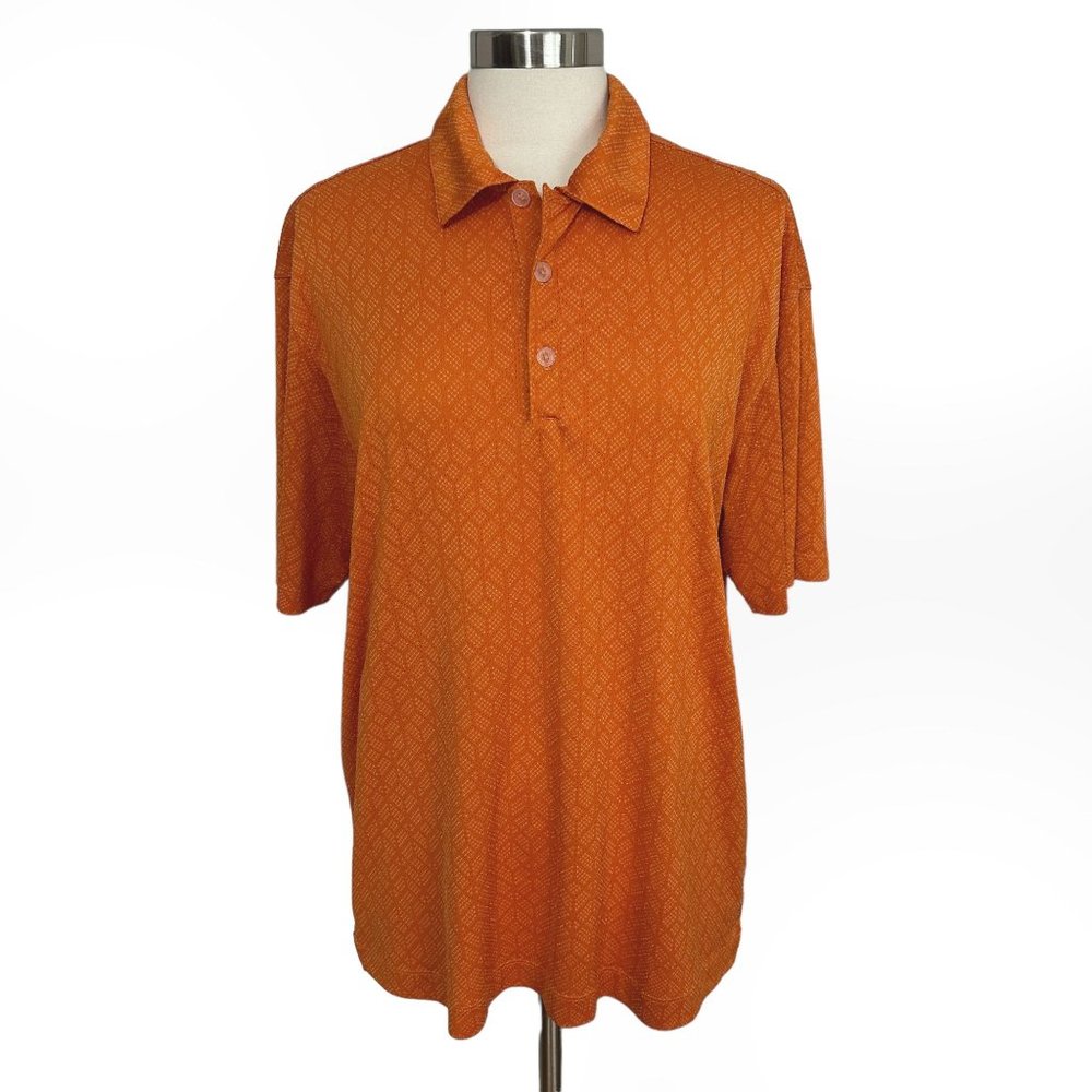 Nike Golf FitDry Mens Large Orange Breathable Mesh Short Sleeve Athletic Polo Sh